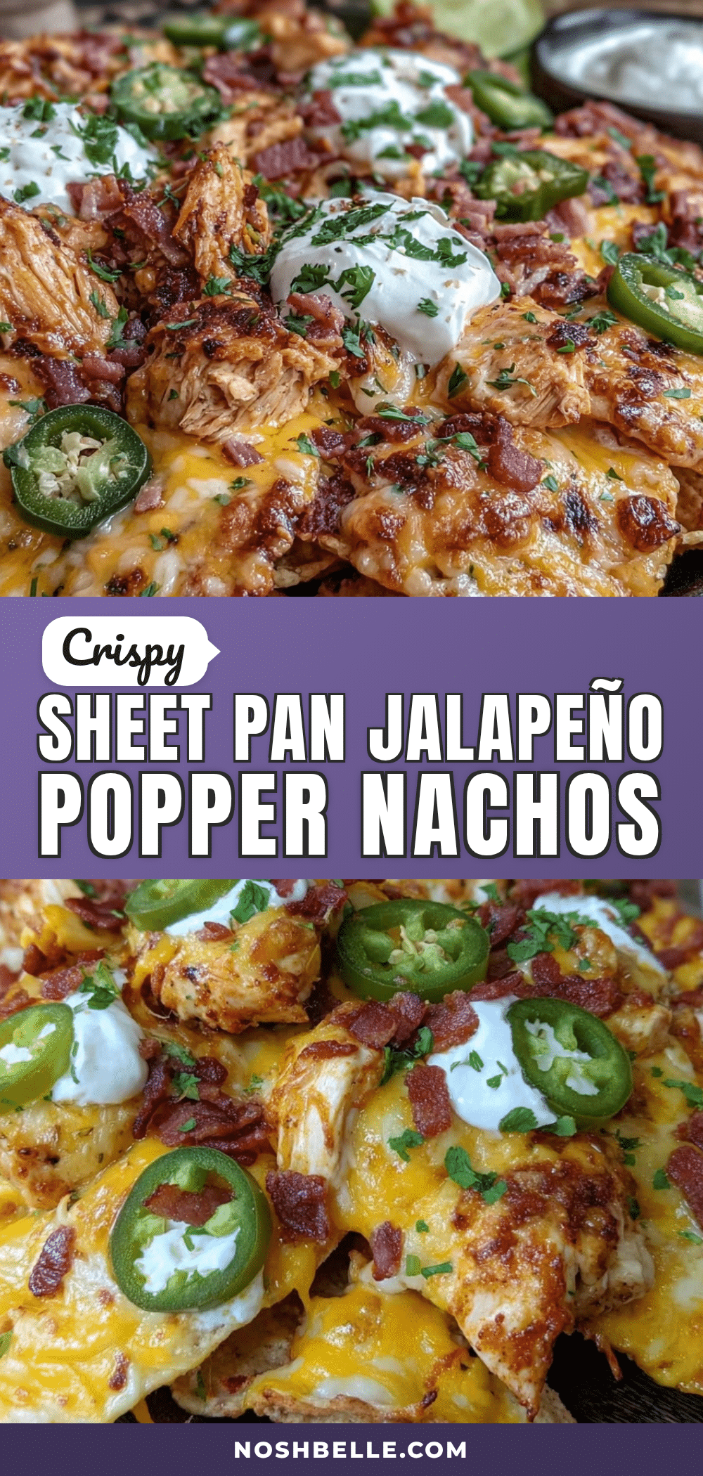 Crispy Sheet Pan Jalapeño Popper Chicken Nachos recipe