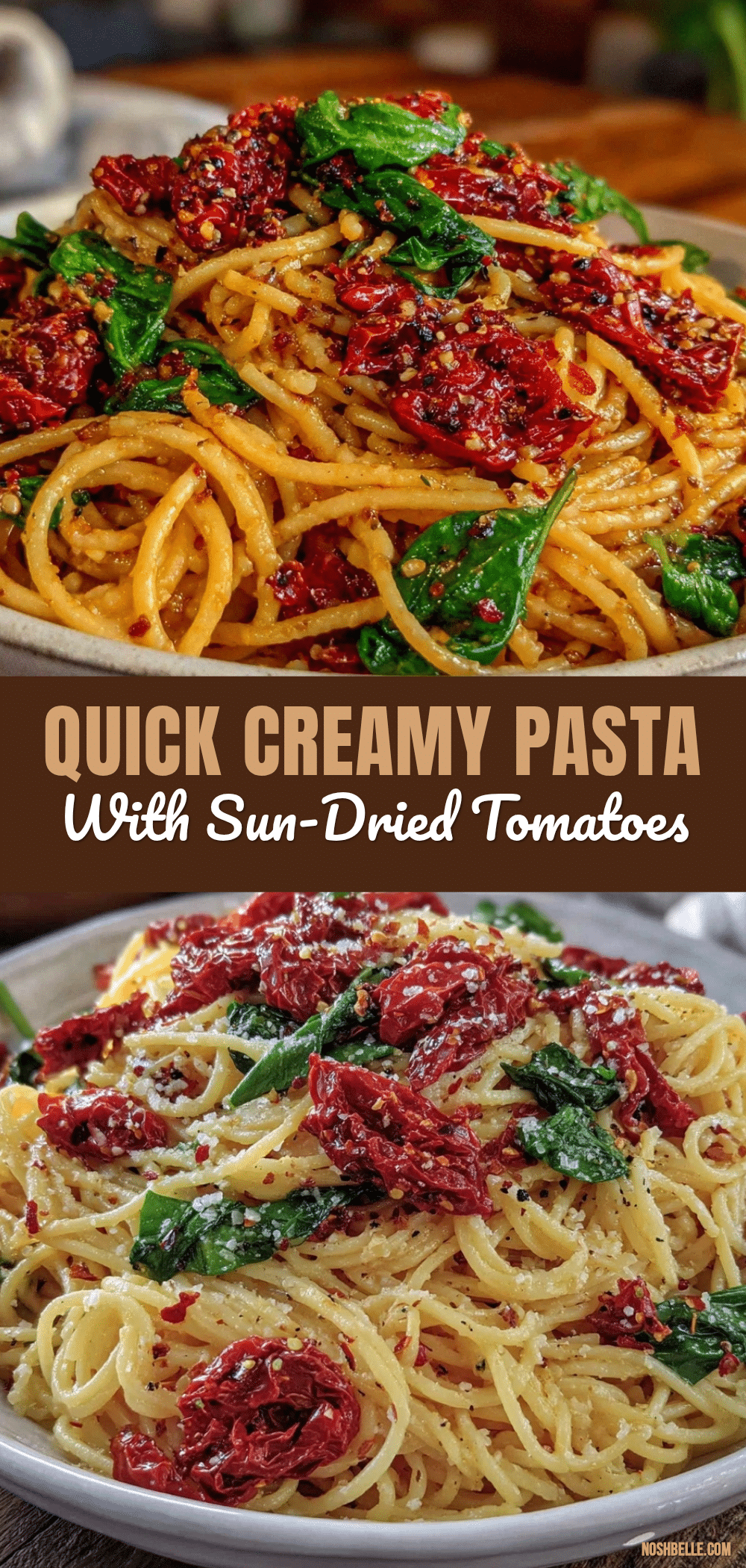 easy 10-minute pasta with sun-dried tomatoes and spinach recipe