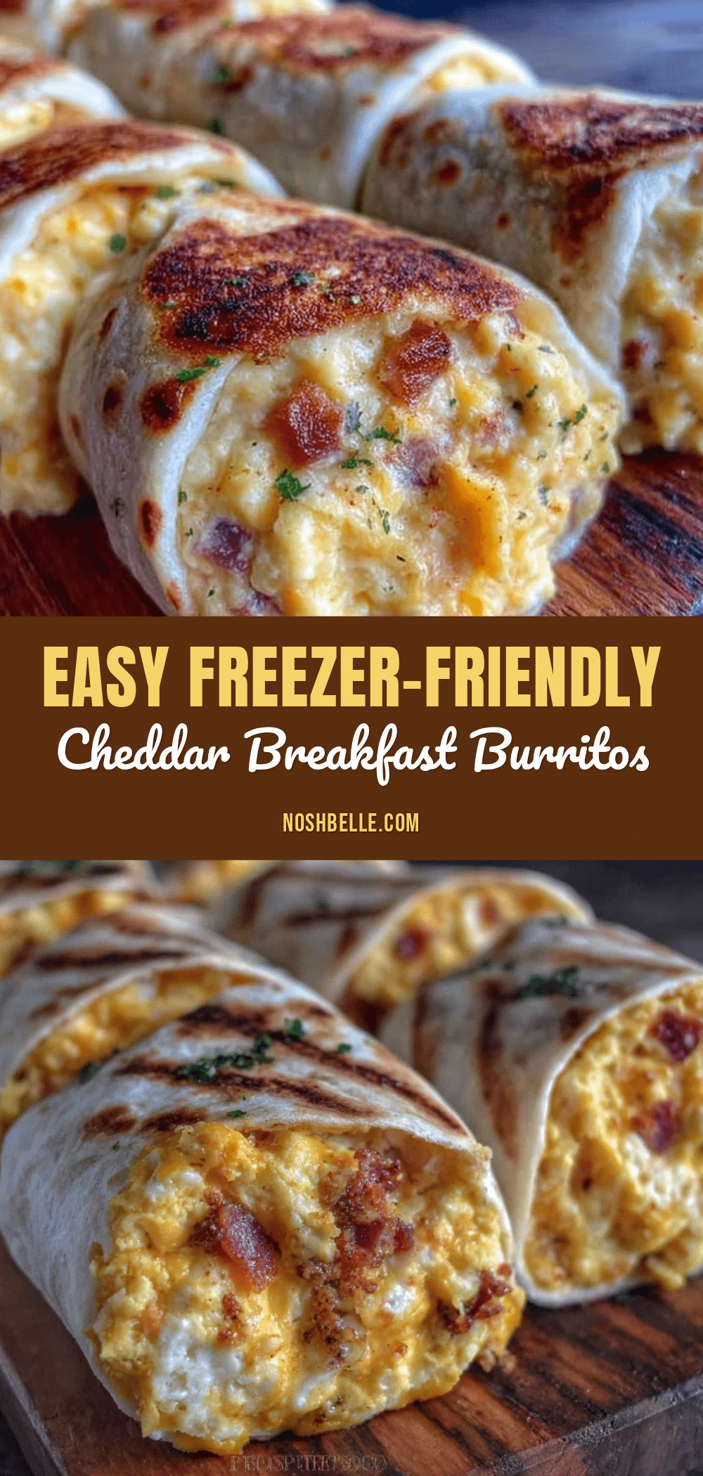 freezer-friendly egg and cheddar breakfast burritos recipe