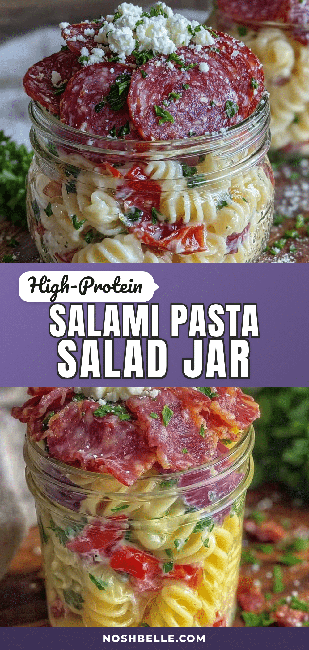 healthy high-protein pasta salad jar recipe