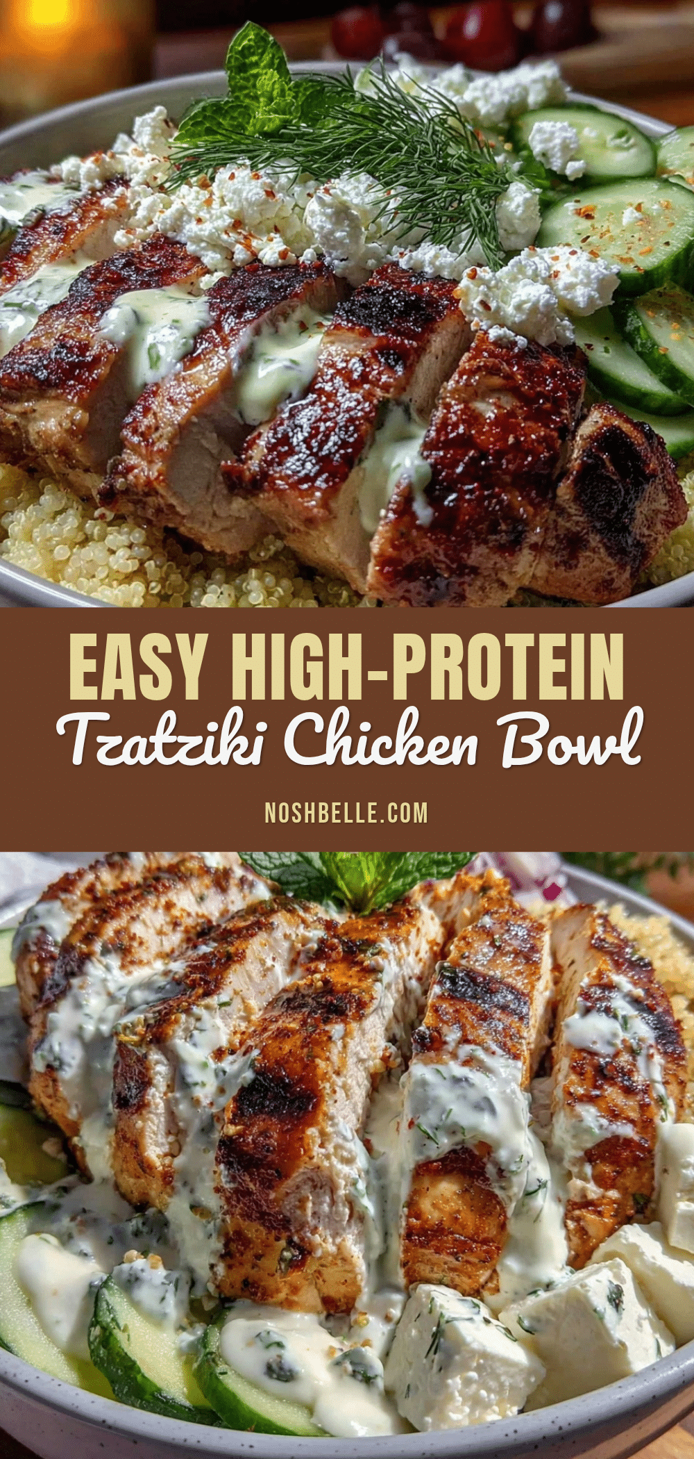 high-protein tzatziki chicken bowl recipe