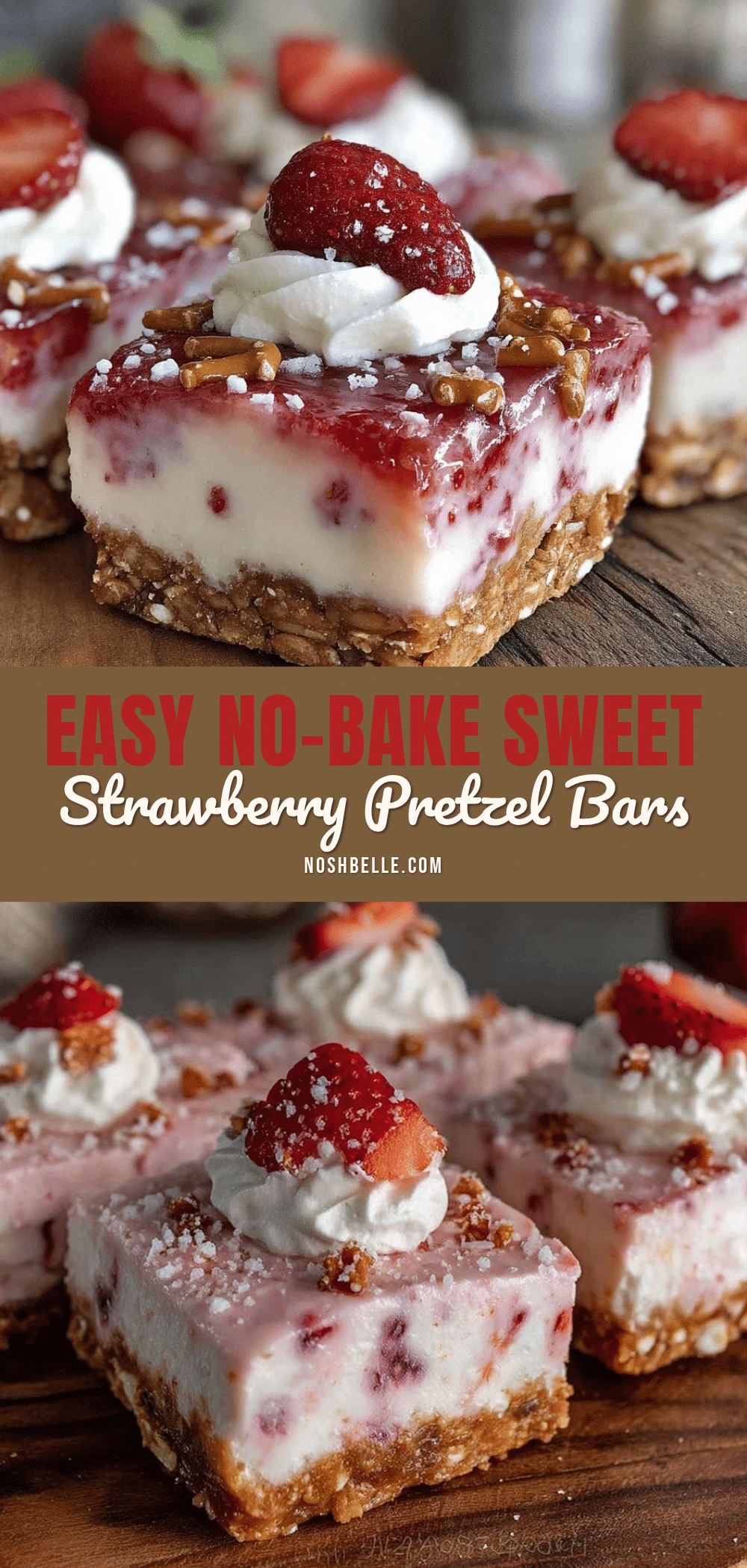 no-bake strawberry pretzel dessert bars recipe