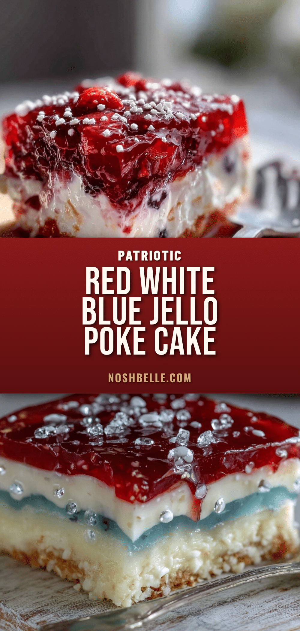 red white and blue layered jello poke cake recipe