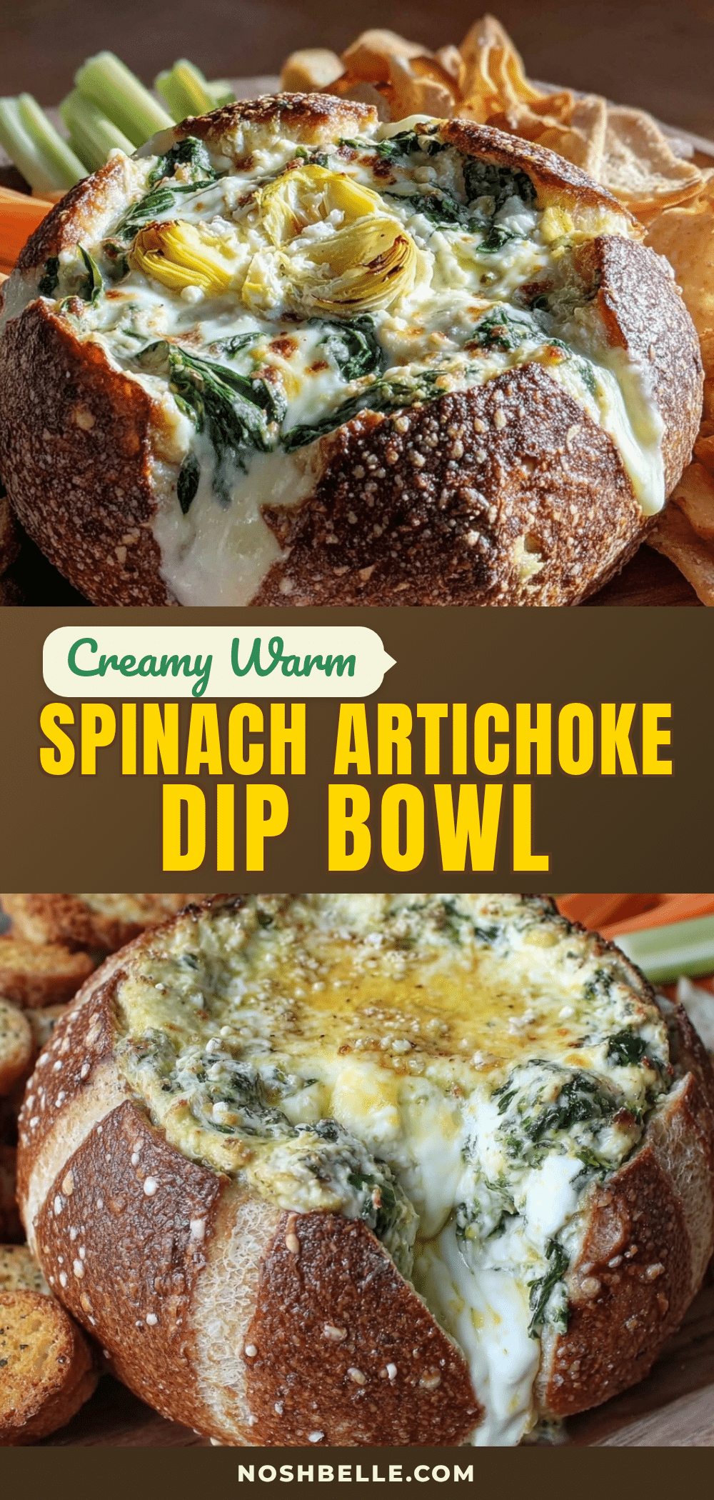 spinach artichoke dip in sourdough bread bowl recipe