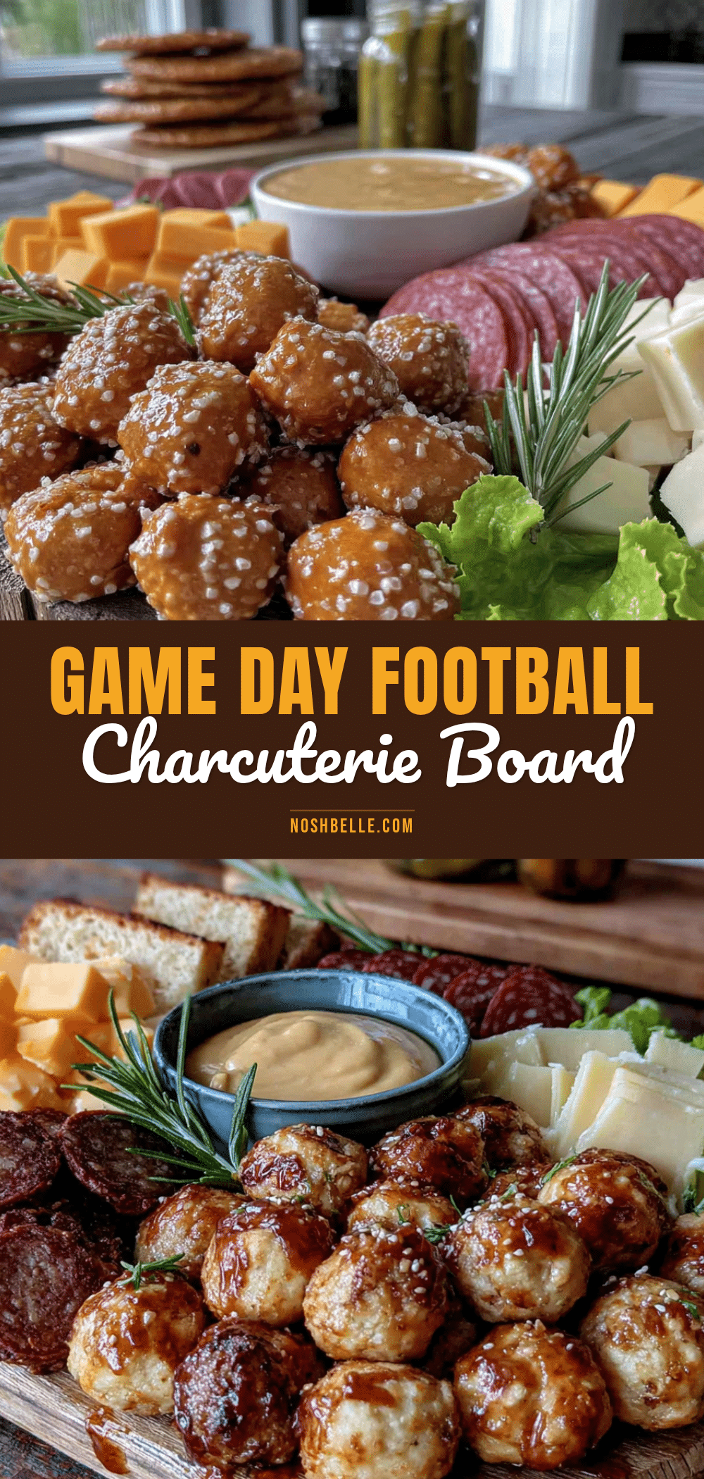 football charcuterie board with pretzel bites recipe