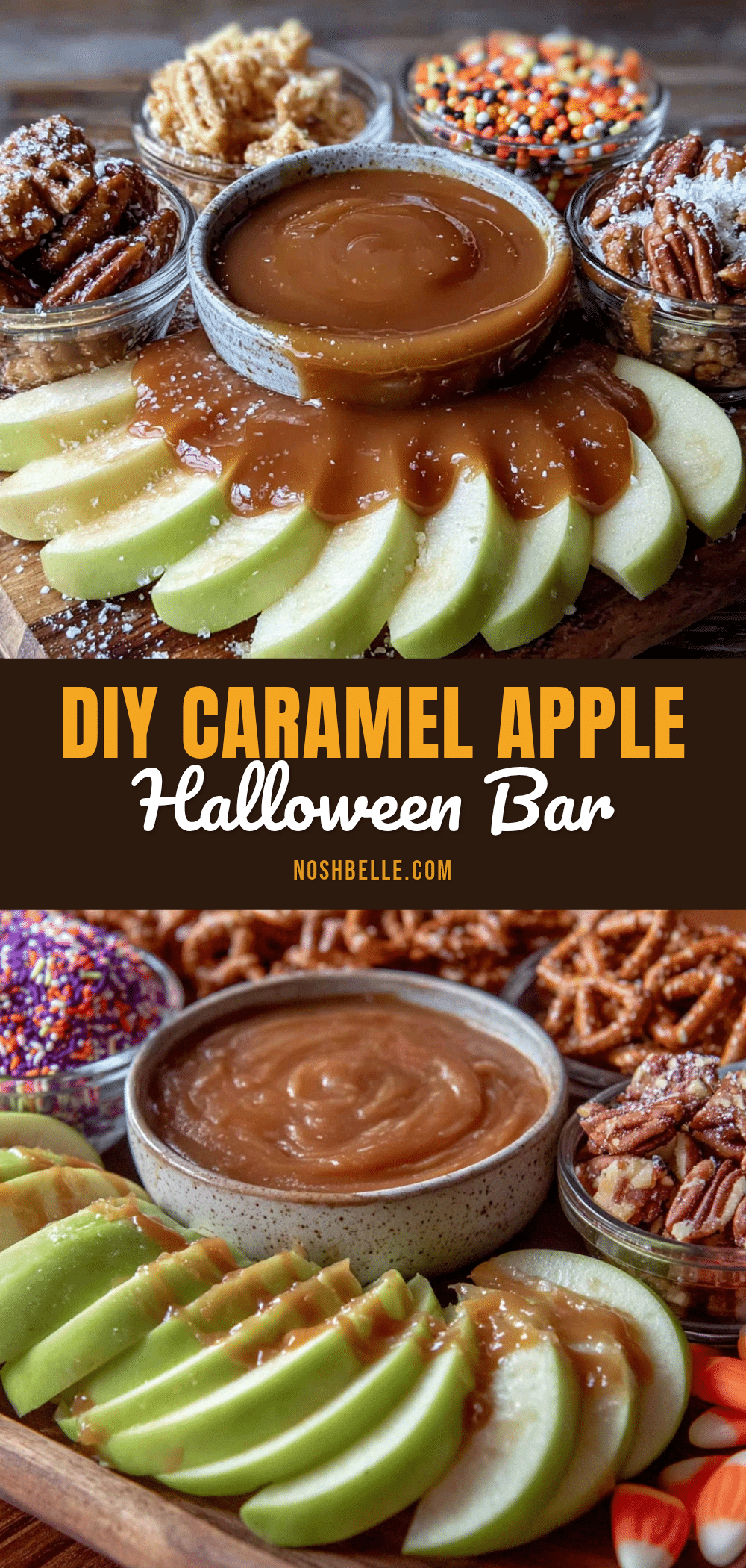 caramel apple slices halloween topping bar recipe