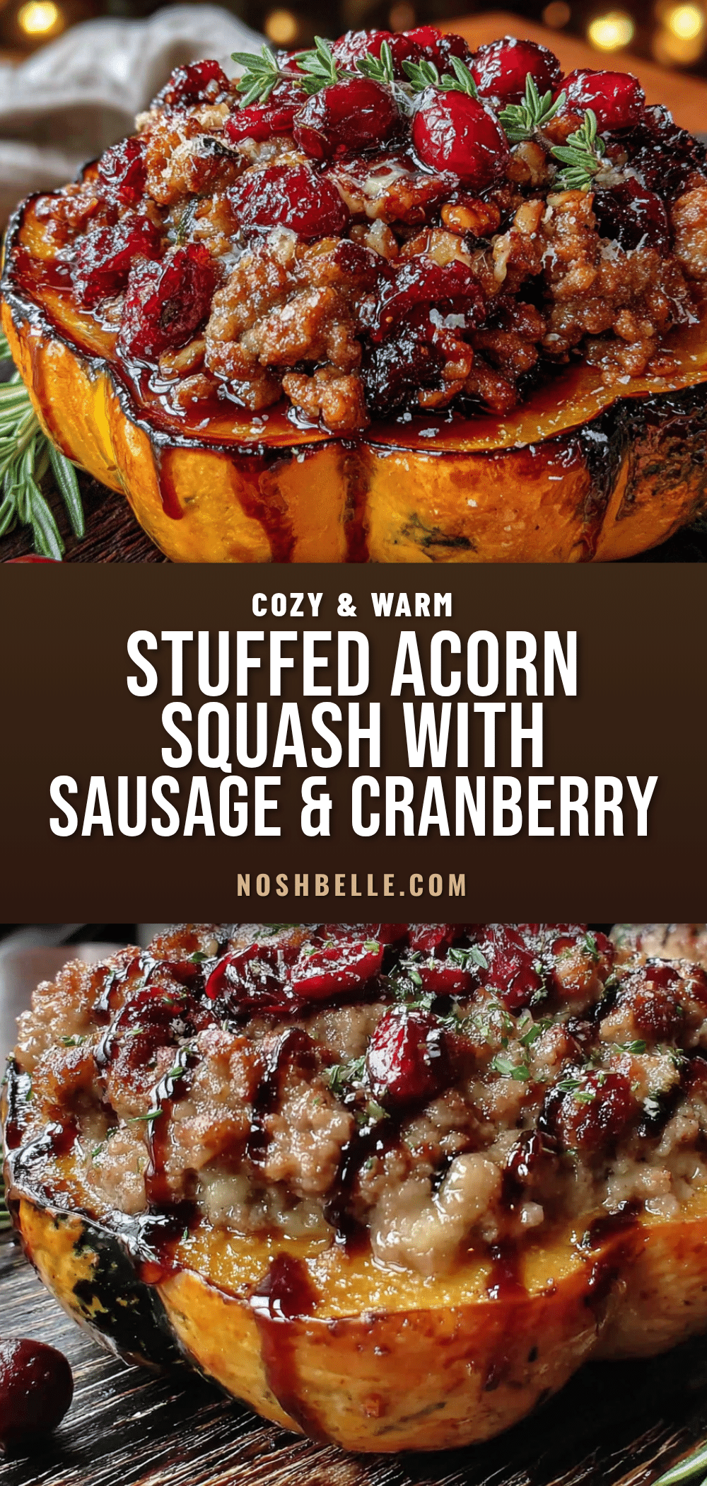 stuffed acorn squash with sausage and cranberries recipe