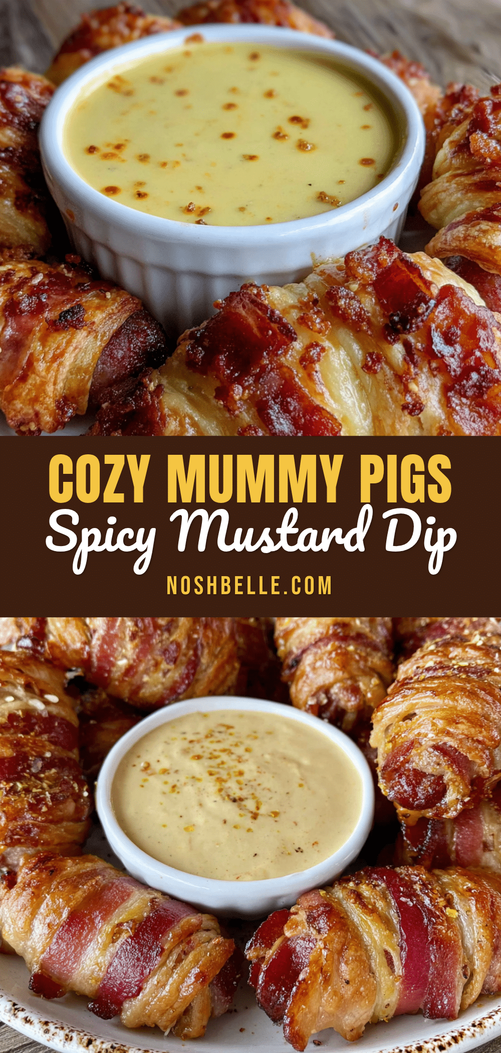 cozy mummy pigs in a blanket with spicy mustard dip recipe