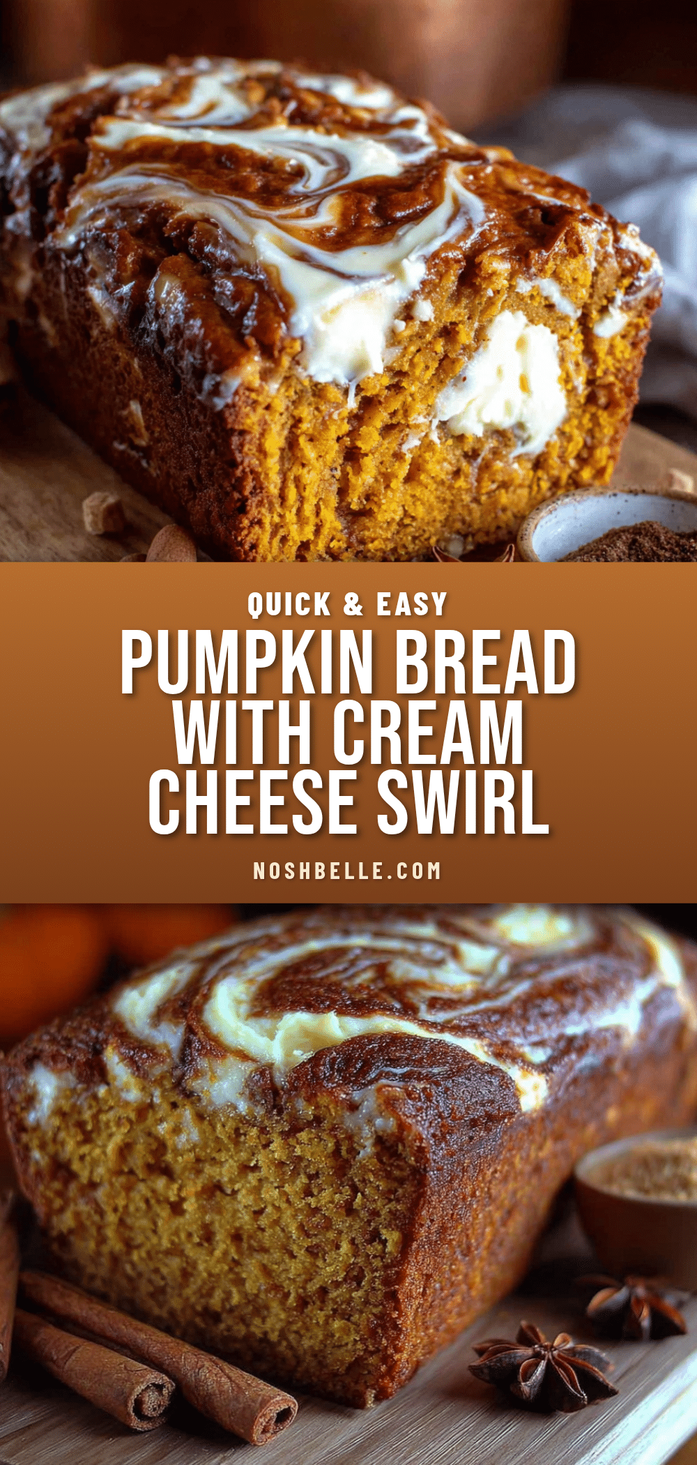 one-bowl pumpkin bread with cream cheese swirl recipe